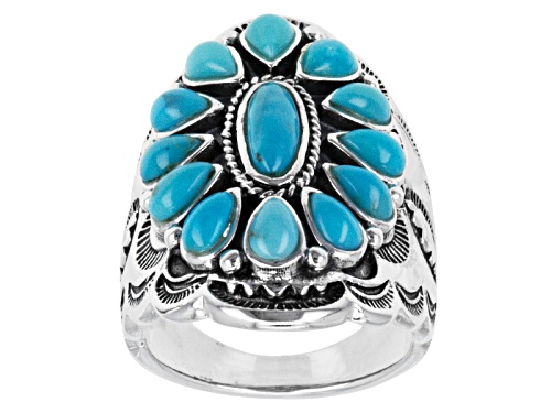 Photo of Southwest Style By Jtv™ Oval And Pear Shape Cabochon Turquoise Sterling Silver Ring - Size 6
