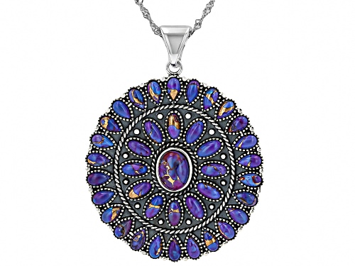 Southwest Style By JTV™ Purple Turquoise Sterling Silver Enhancer Pendant With Chain