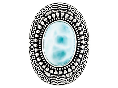 Southwest Style By Jtv™ 18x13mm Oval Cabochon Larimar Sterling Silver Solitaire Ring - Size 6