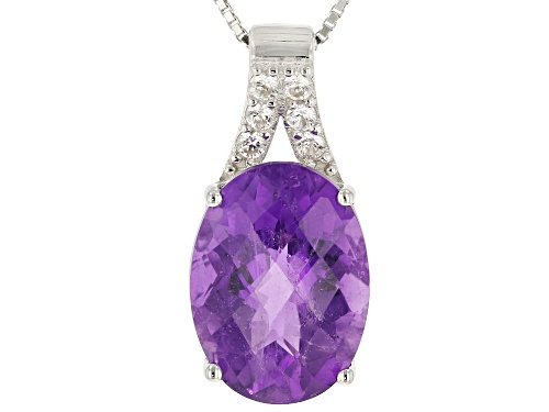Purple amethyst sterling silver pendant with chain 7.52ctw