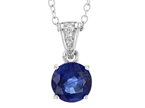 1.20ct Round Nepalese Kyanite With .02ctw Round White Zircon Sterling Silver Pendant With Chain