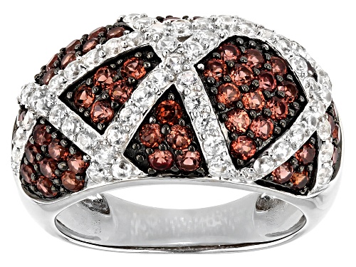 Photo of 1.36ctw Vermelho Garnet™ And 1.02ctw White Zircon Rhodium Over Sterling Silver Band Ring - Size 8