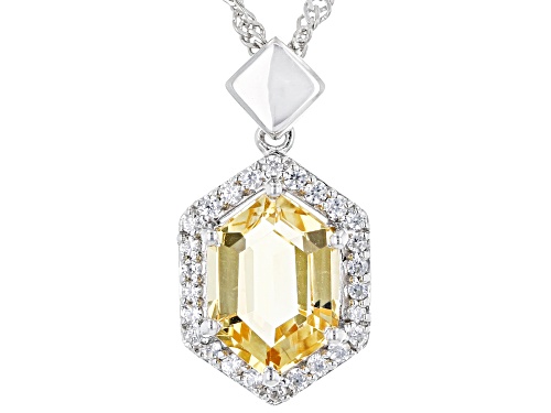 2.05ctw Hexagon Citrine and 0.22ctw White Zircon Sterling Silver Pendant