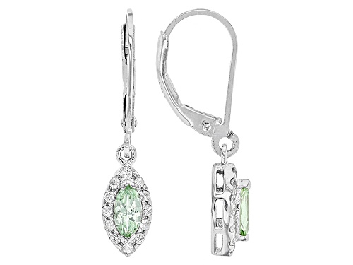 .43ctw Marquise Mint Tsavorite And .18ctw White Zircon Sterling Silver Dangle Earrings