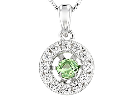 .23ct Dancing Round Tsavorite And .41ctw Round White Zircon Sterling Silver Pendant With Chain