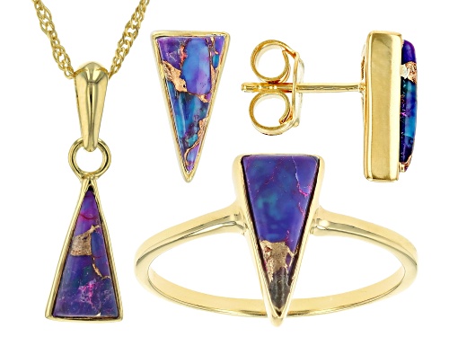 Southwest Style by JTV™ Purple Turquoise 18k Yellow Gold Over Sterling Silver Jewelry Set