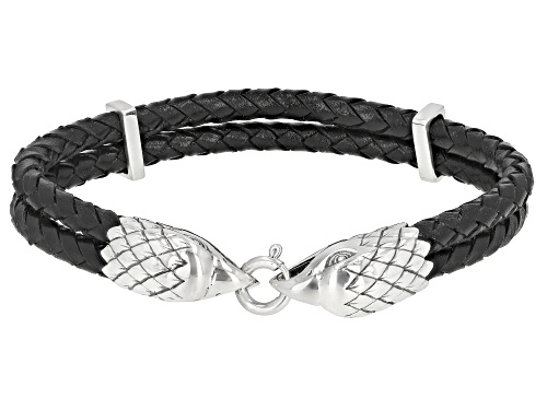 Photo of Southwest Style By JTV™ Sterling Silver And Leather Eagle Bracelet - Size 9