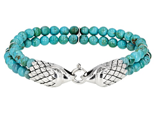 Photo of Southwest Style By JTV™ Turquoise Rhodium Over Sterling Silver Eagle Bracelet - Size 9
