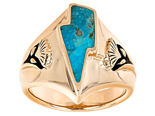 Photo of Southwest Style By JTV™ Turquoise 18k Rose Gold Over Silver Lightning Bolt Ring - Size 11