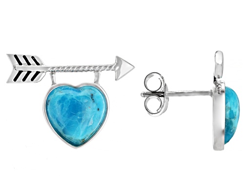Photo of Southwest Style By JTV™ Girls 9mm Heart Shape Turquoise Rhodium Over Silver Arrow Earrings