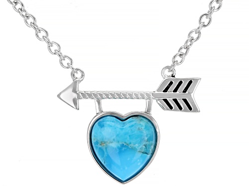 Southwest Style By JTV™ Girls 11mm Heart Shape Turquoise Rhodium Over Sterling Silver Arrow Necklace - Size 12