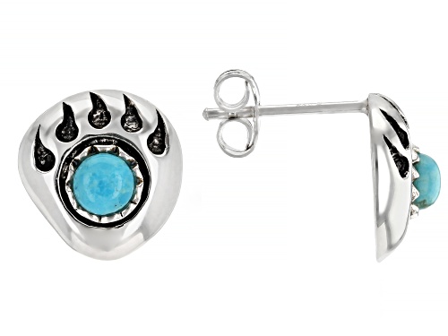 Southwest Style By JTV™ Childrens 3.5mm Round Turquoise Rhodium Over Silver Bear Paw Stud Earrings