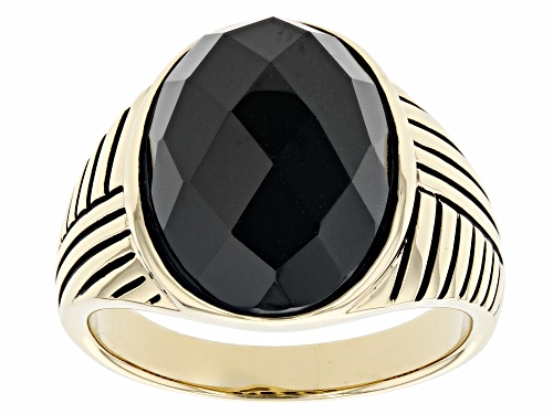 Southwest Style By JTV™ 14.45ct Mens Black Spinel 18k Yellow Gold Over Sterling Silver Ring - Size 10