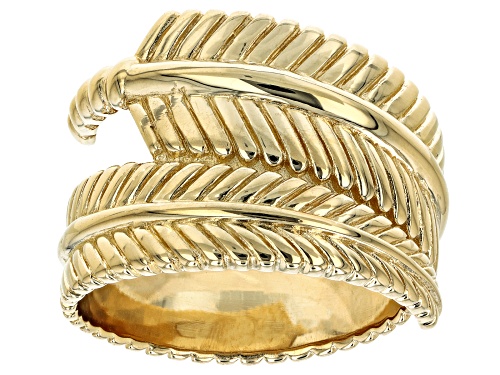 Photo of Southwest Style By JTV™  18k Yellow Gold Over Silver Feather Bypass Ring - Size 11