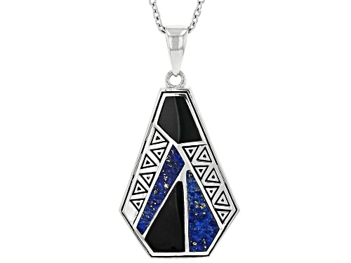 Photo of Southwest Style By JTV™ Lapis Lazuli And Black Onyx Rhodium Over Silver Pendant with Chain