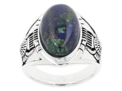 Photo of Southwest Style By JTV™ Mens 18x11mm Oval Azurmalachite In Matrix Rhodium Over Silver Ring - Size 11