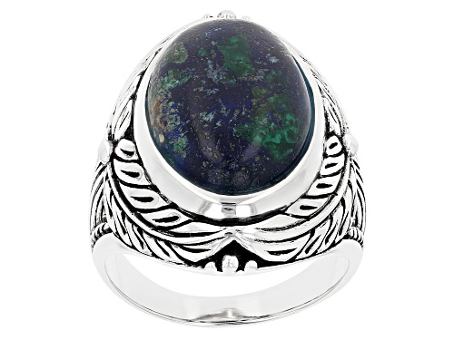 Photo of Southwest Style By JTV™ Mens 18x13mm Oval Azurmalachite In Matrix Rhodium Over Silver Ring - Size 10
