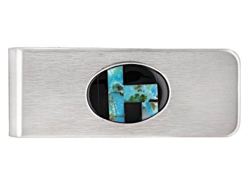Photo of Southwest Style By JTV™ Turquoise & Black Onyx Stainless Steel Money Clip