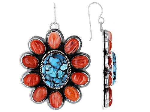 Photo of Southwest Style By JTV™ Turquoise And Spiny Oyster Shell Rhodium Over Silver Earrings