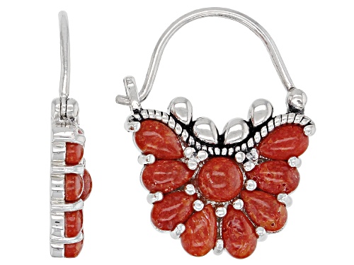 Photo of Southwest Style By JTV™ Mixed Shape Red Sponge Coral Rhodium Over Sterling Silver Earrings