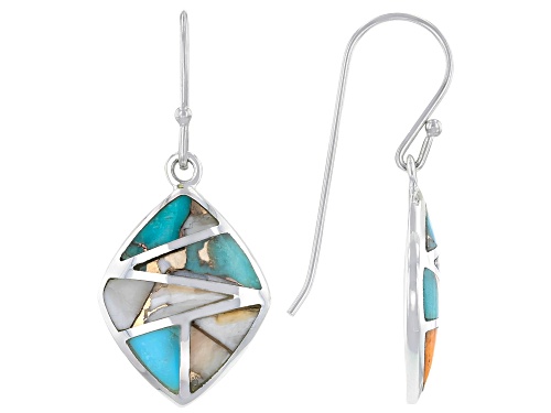 Photo of Southwest Style By JTV™ Turquoise & Spiny Oyster Shell Rhodium Over Silver Dangle Earrings