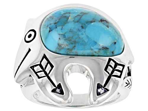 Photo of Southwest Style By JTV™ 16x12mm Turquoise Rhodium Over Silver Ring - Size 8
