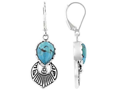 Photo of Southwest Style By JTV™ 10x8mm Turquoise Rhodium Over Silver Earrings