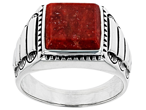 Photo of Southwest Style By JTV™ Sponge Coral Rhodium Over Silver Mens Ring - Size 11