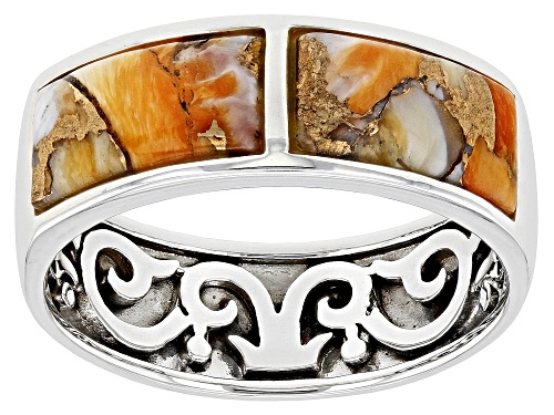 Southwest Style By JTV™ Spiny Oyster Shell Rhodium Over Silver Band Ring - Size 12
