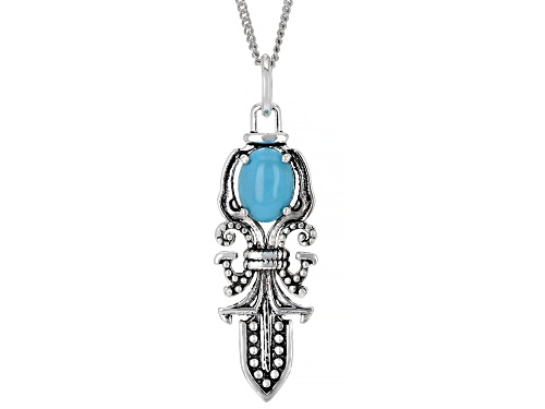 Southwest Style By JTV™ Sleeping Beauty Turquoise Rhodium Over Silver Pendant with Chain