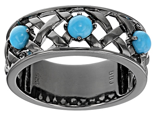 Southwest Style By JTV™ Sleeping Beauty Turquoise Black Rhodium Over Silver Band Ring - Size 11