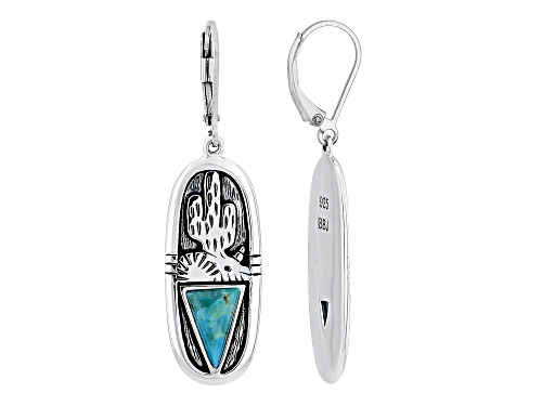 Southwest Style By JTV™ Turquoise Rhodium Over Silver Elongated Cactus Earrings