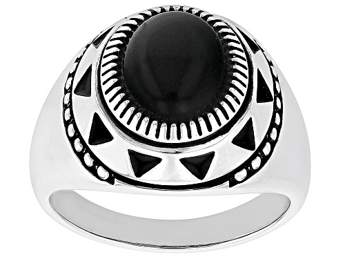 Southwest Style By JTV™ Black Onyx Rhodium Over Silver Oxidized Ring - Size 10