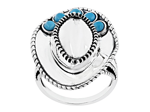 Southwest Style By JTV™ Sleeping Beauty Turquoise Rhodium Over Silver Cowboy Hat Ring - Size 11