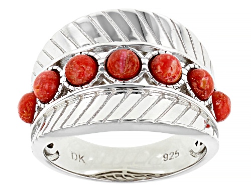 Photo of Southwest Style by JTV™ Sponge Red Coral Rhodium Over Sterling Silver Ring - Size 7