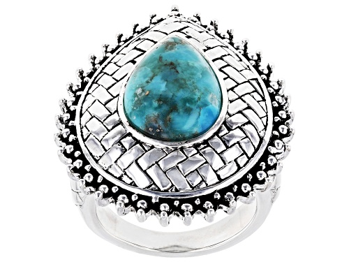 Southwest Style By JTV™ Pear Shaped Turquoise Sterling Silver Ring - Size 6