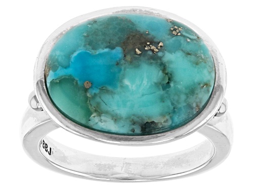 Southwest Style By JTV™ 16x12mm Oval Turquoise Sterling Silver Ring - Size 6