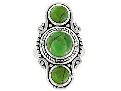Southwest Style by JTV™ Green Turquoise Sterling Silver 3-Stone Ring - Size 9