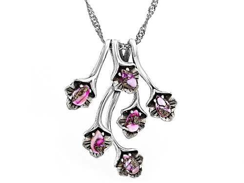 Southwest Style by JTV™ 5x3mm Purple Spiny Oyster Shell Sterling Silver Floral Pendant With Chain