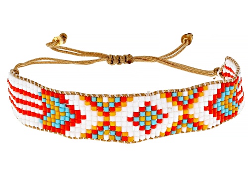 Southwest Style by JTV™ Multi-Color Glass Bead Corded Bolo Bracelet