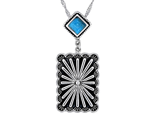Southwest Style by JTV™ 5mm Blue Turquoise Sterling Silver Pendant With Chain