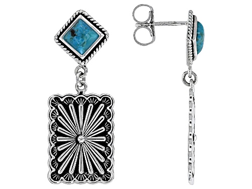 Southwest Style by JTV™ 5mm Blue Turquoise Sterling Silver Dangle Earrings