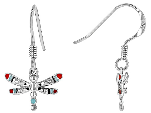 Southwest Style by JTV™ Enamel Rhodium Over Silver Children's Dragonfly Dangle Earrings