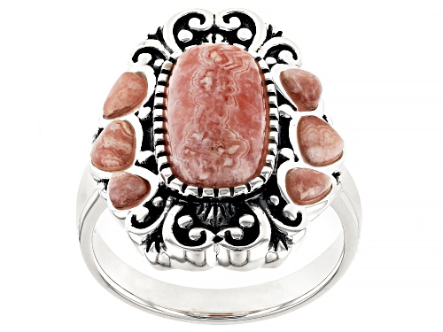 Southwest Style by JTV™ Mixed Shape Pink Rhodochrosite Sterling Silver Ring - Size 9