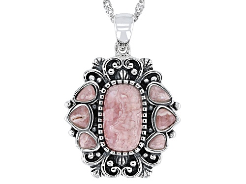 Southwest Style by JTV™ Mixed Shape Pink Rhodochrosite Sterling Silver Pendant With Chain