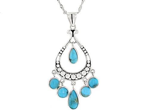 Southwest Style by JTV™ Blue Composite Turquoise Sterling Silver Dangle Pendant With Chain
