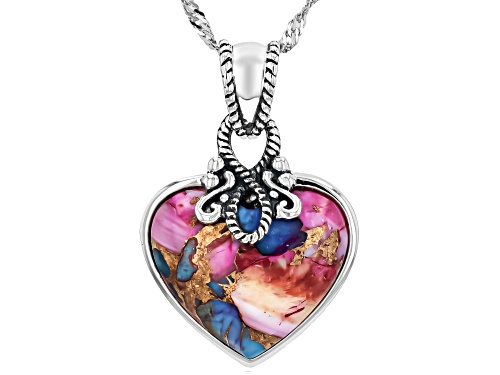 Southwest Style by JTV™ Blended Turquoise & Purple Spiny Oyster Shell Sterling Silver Pendant/Chain