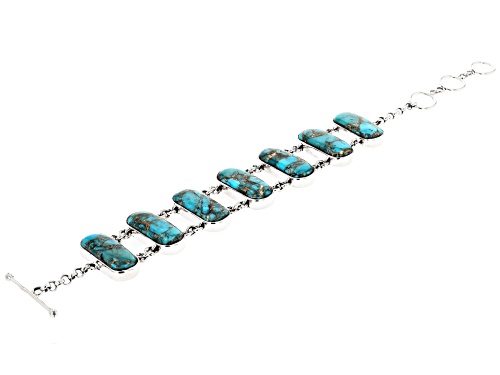 Southwest Style by JTV™ 20x8mm Blue Copper Turquoise Sterling Silver Bracelet - Size 7.25
