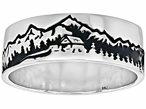 Southwest Style by JTV™ Oxidized Sterling Silver Cottage Mountain Landscape Band Ring - Size 10