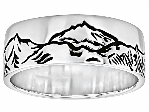 Southwest Style by JTV™ Oxidized Sterling Silver Mountain Landscape Band Ring - Size 12